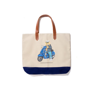 STONED BEAR SCOOTIE TOTE BAG NAVY & CREAM