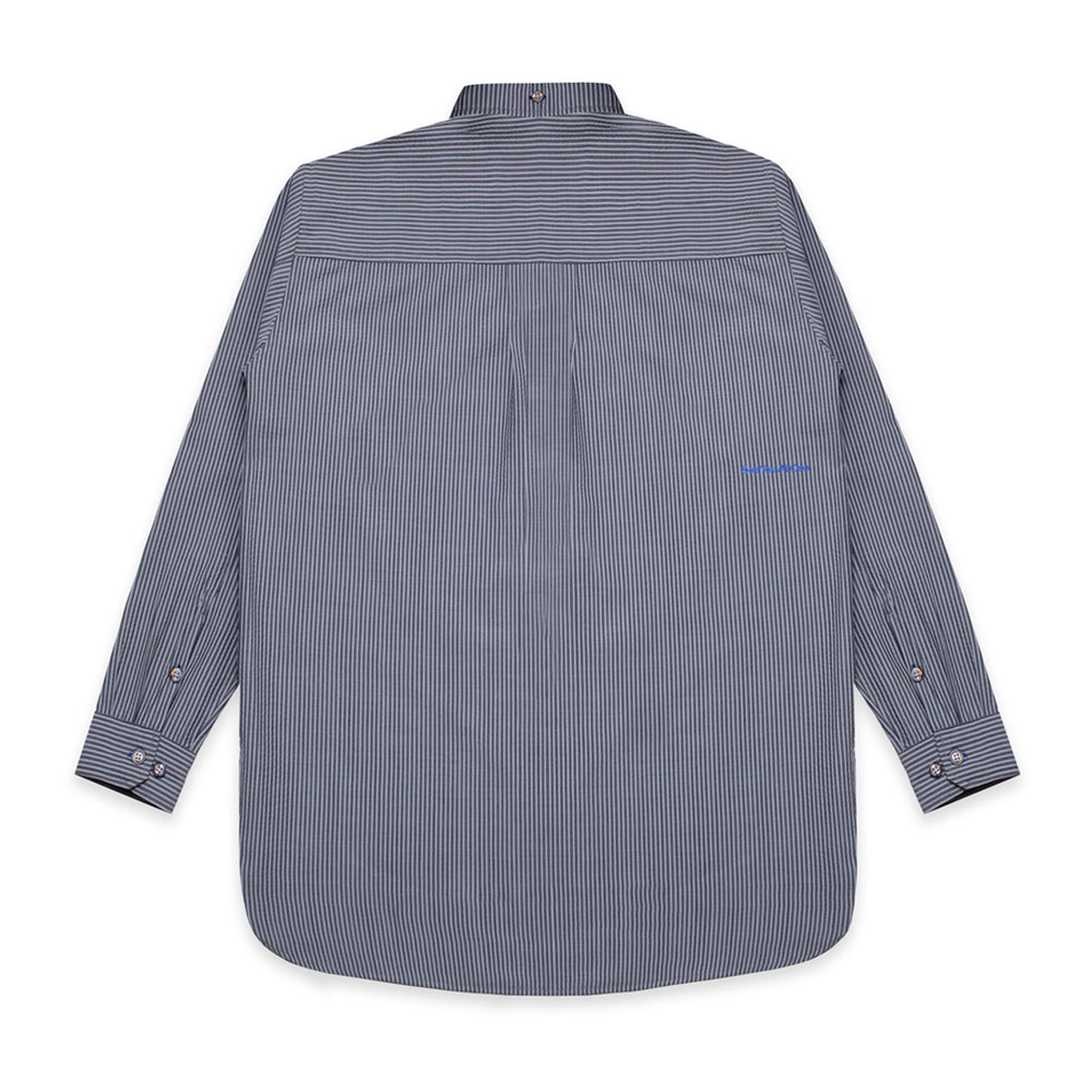 LS Stripey Button Up Shirt Blue