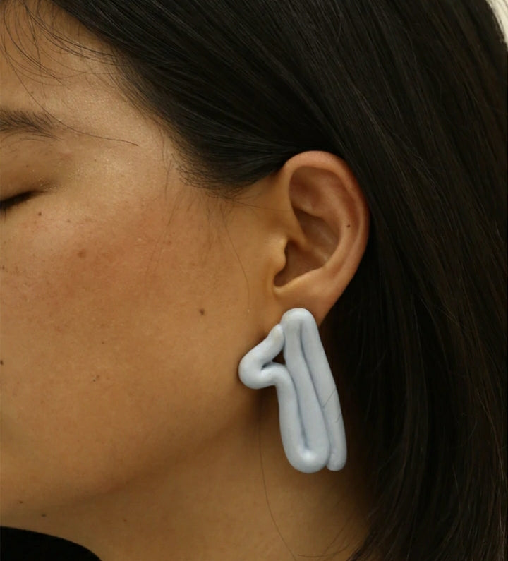 
            
                Load image into Gallery viewer, Ame Earrings Beige, Baby Blue
            
        