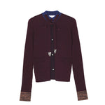 Wide Rib Knit Cardigan Dark Red