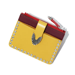 LEATHER WALLET STUDS YELLOW