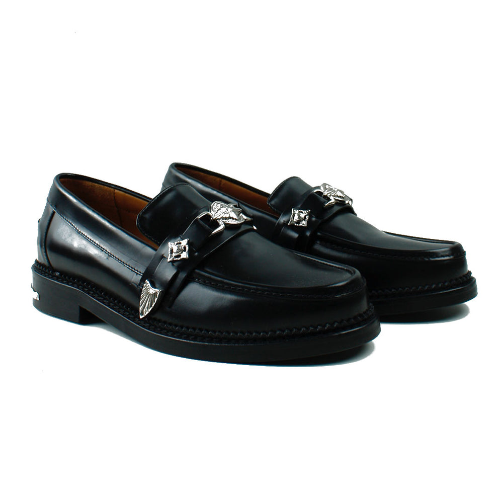 AJ826 CLASSIC METAL LOAFERS BLACK LEATHER