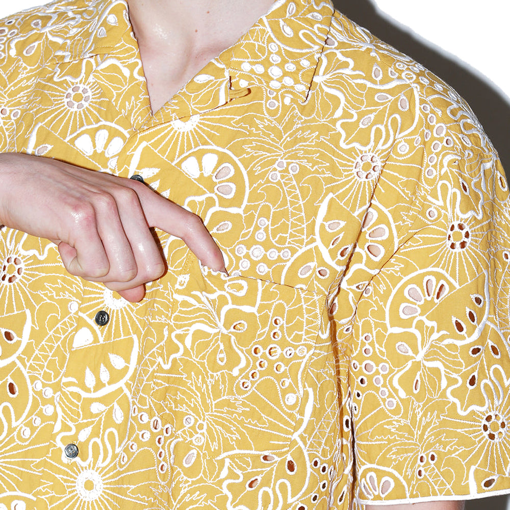 COTTON EMBROIDERY S/S SHIRT YELLOW