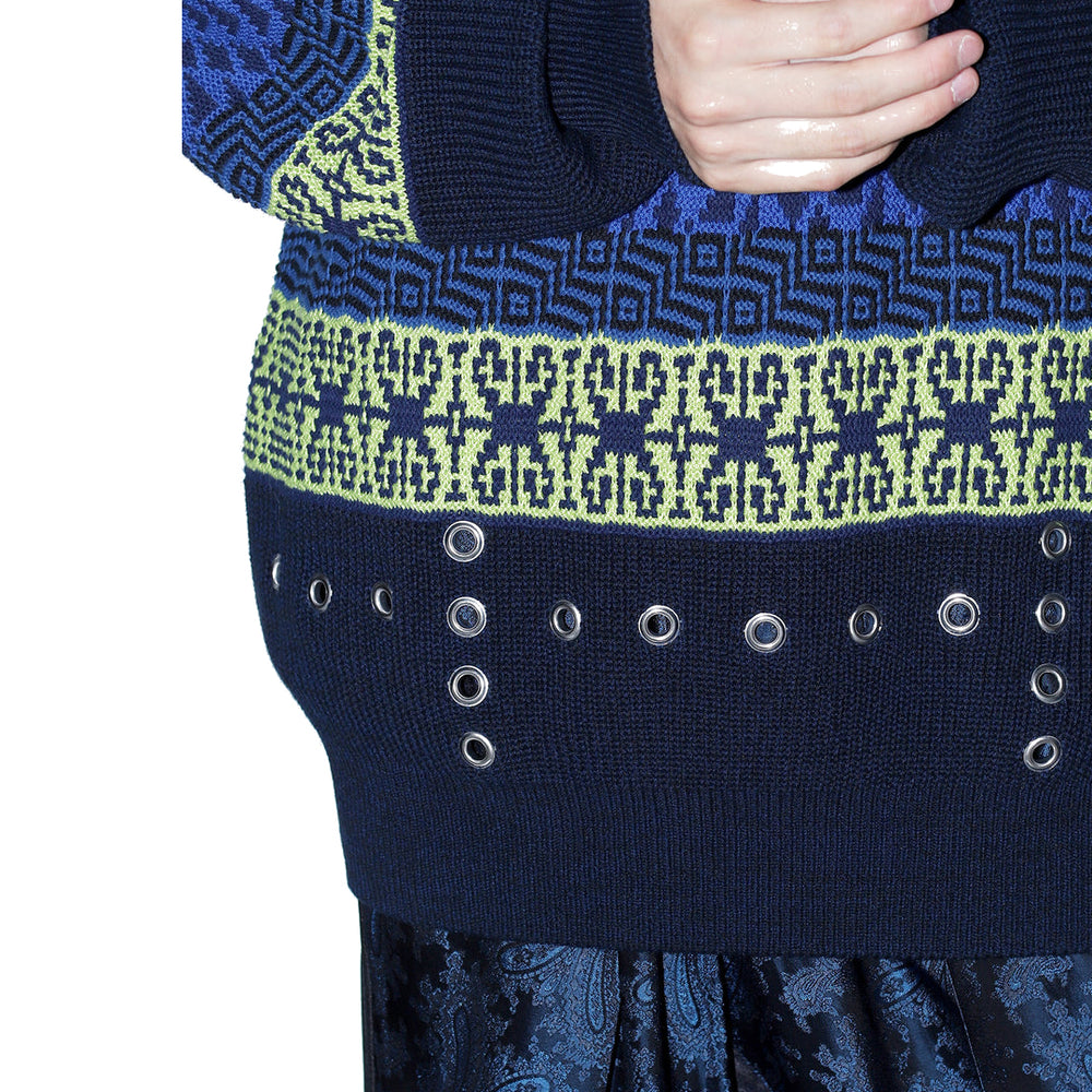 JACQUARD KNIT PULLOVE NAVY