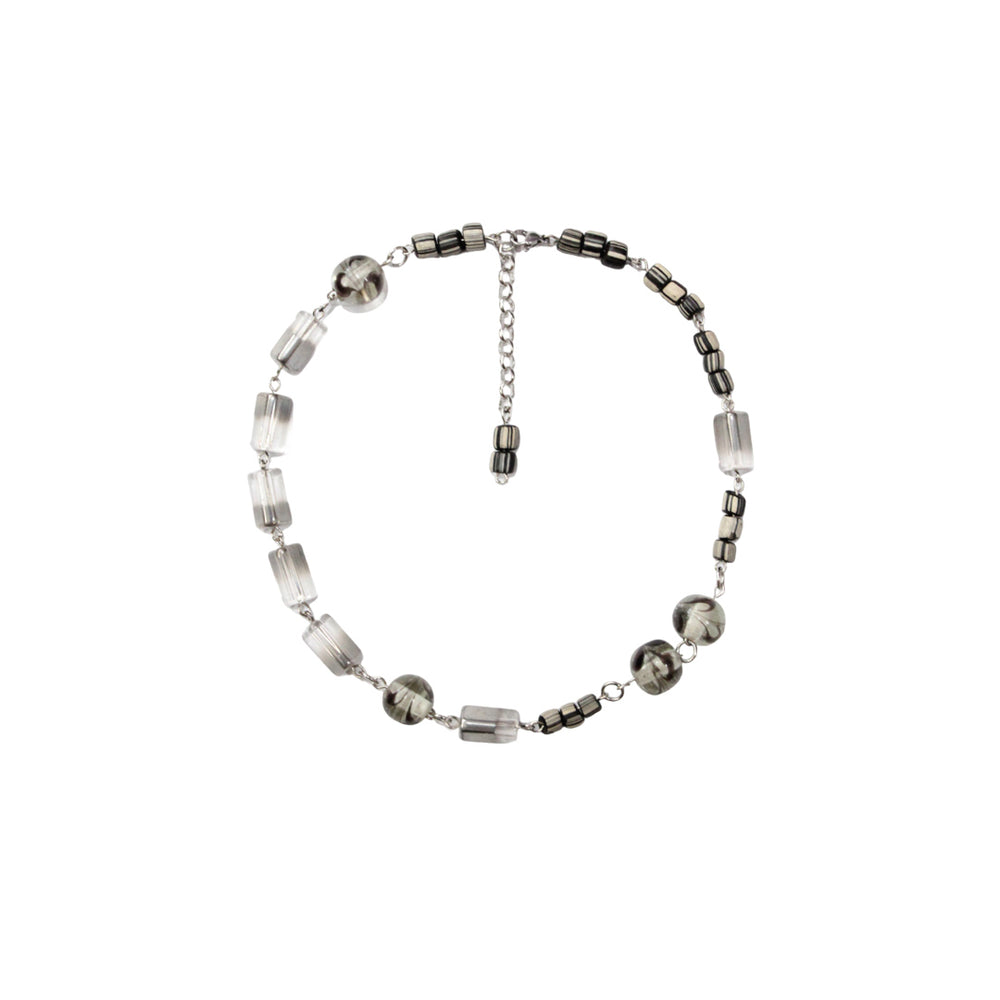 Necklace 055 Black / White / Silver
