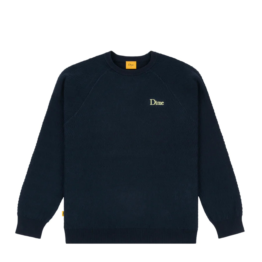 WAVE CABLE KNIT SWEATER NAVY