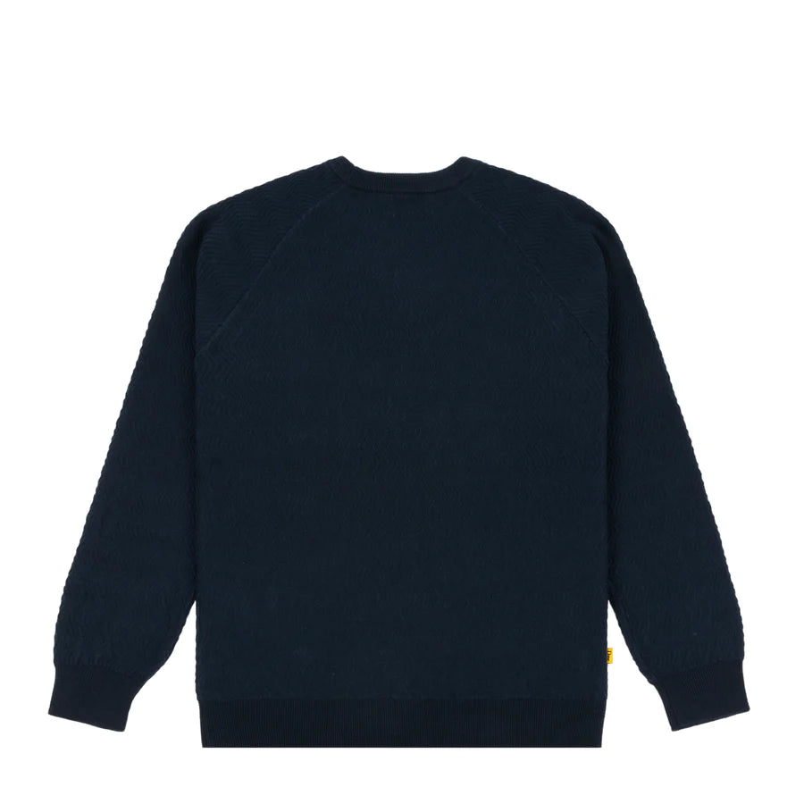 WAVE CABLE KNIT SWEATER NAVY