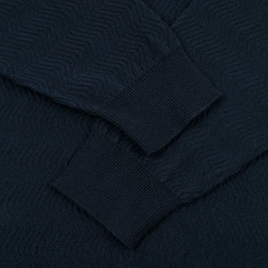 WAVE CABLE KNIT SWEATER NAVY