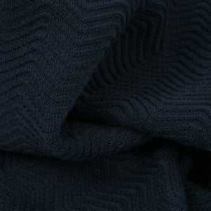 WAVE CABLE KNIT SWEATER NAVY