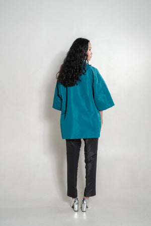 Boxy Zipper Shirt Turquoise